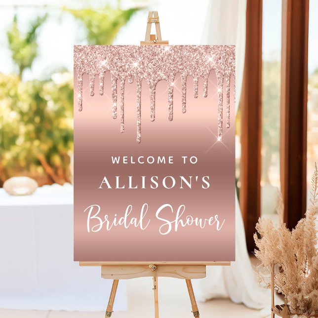Elegant Bridal Shower Rose Gold Glitter Welcome Foam Board (Creator Uploaded)