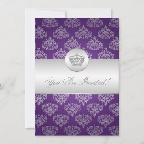 Elegant Bridal Shower Royal Crown Purple Invitation