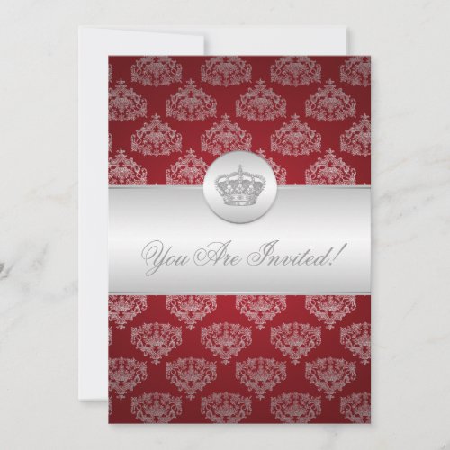 Elegant Bridal Shower Royal Crown Red Invitation