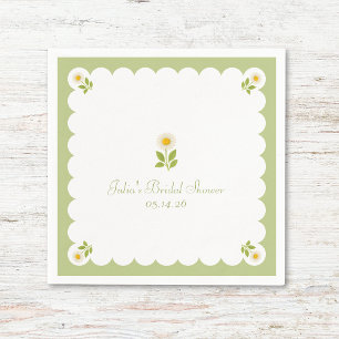 Elegant Bridal Shower Sage Green Daisy Cute Napkins
