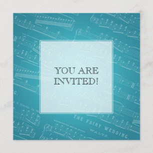 Elegant Bridal Shower Sheet Music Blue Invitation