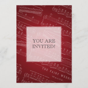 Elegant Bridal Shower Sheet Music Red Invitation