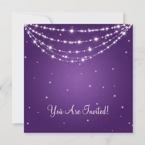Elegant Bridal Shower Sparkling Chain Purple Custom Invites