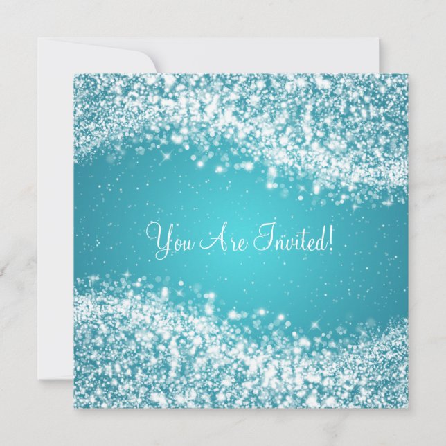 Elegant Bridal Shower Sparkling Wave Blue Invitation (Front)