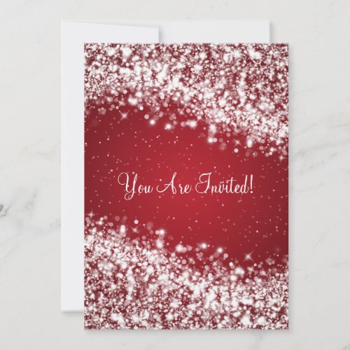 Elegant Bridal Shower Sparkling Wave Red Personalized Invitation