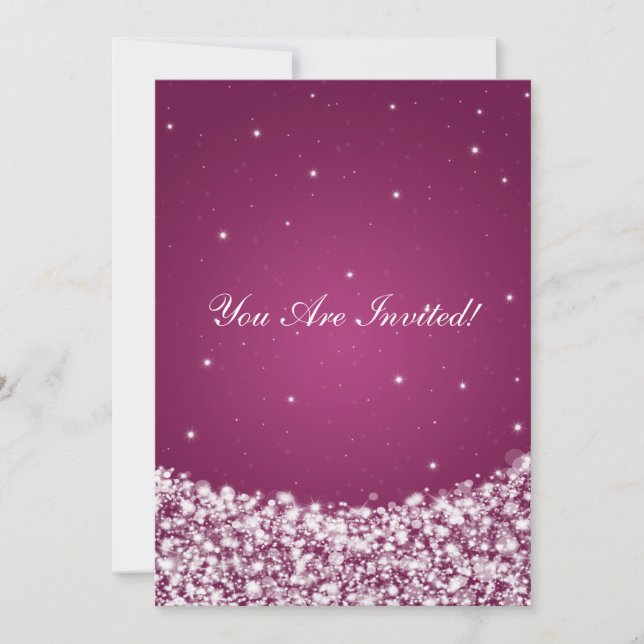 Elegant Bridal Shower Star Sparkle Berry Pink Invitation (Front)