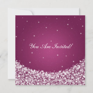 Elegant Bridal Shower Star Sparkle Berry Pink Invitation