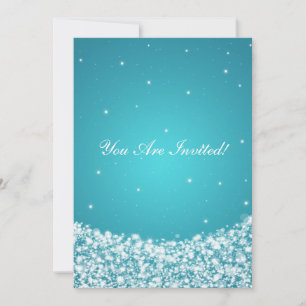 Elegant Bridal Shower Star Sparkle Blue Invitation