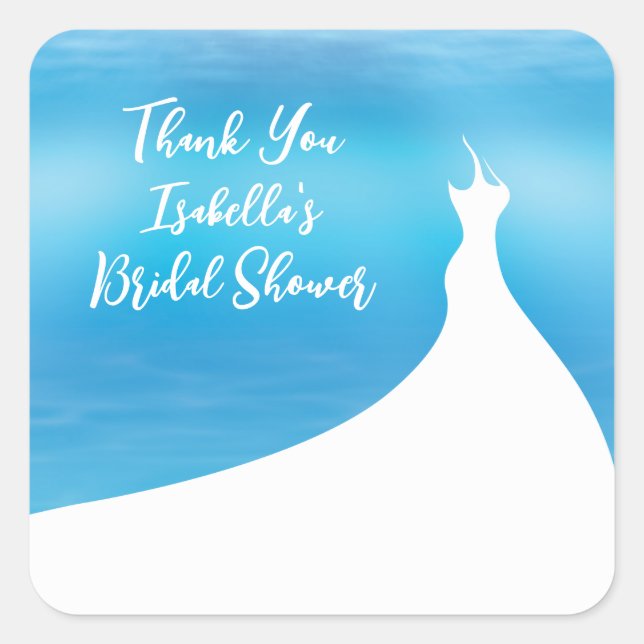 Elegant Bridal Shower Sticker blue watercolor (Front)