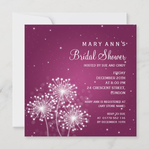 Elegant Bridal Shower Summer Sparkle Merlot Pink Announcements