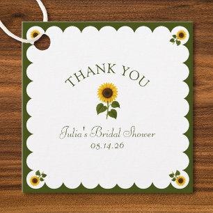 Elegant Bridal Shower Sunflower Olive Thank You Favor Tags