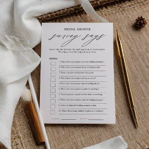 Elegant Bridal Shower Survey Says Game Card