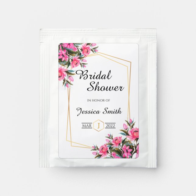 Elegant Bridal Shower Tea Bag Drink Mix Favors (Front)