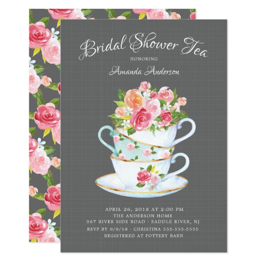 Elegant Bridal Shower Tea Invitation Zazzle