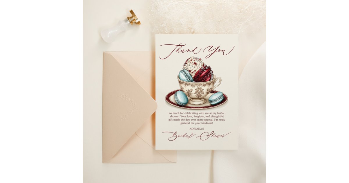 Elegant Bridal Shower Tea Themed Thank You Card | Zazzle