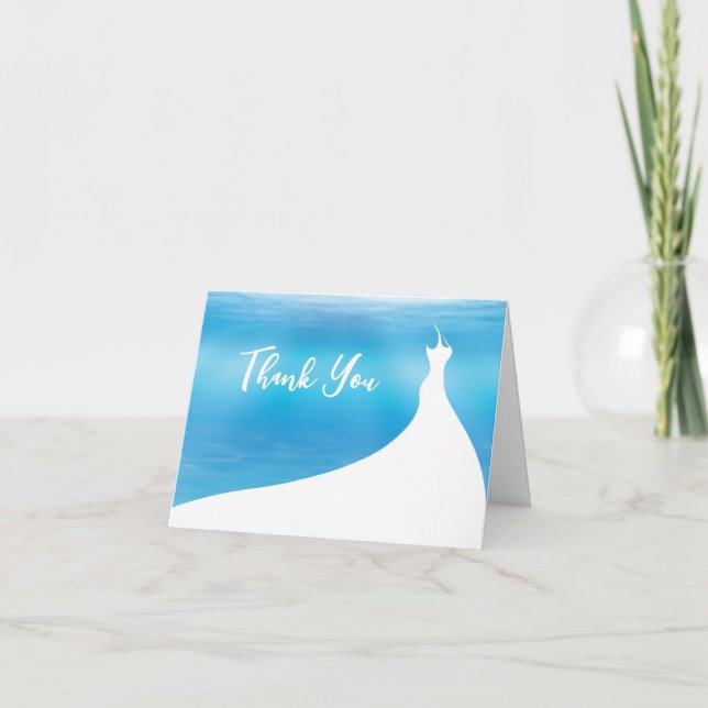Elegant Bridal Shower Thank You blue watercolor (Front)