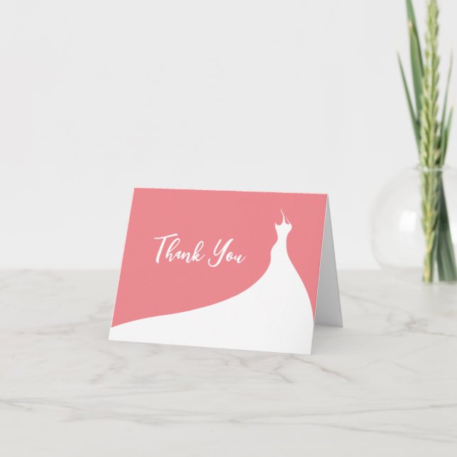 Elegant Bridal Shower Thank You Card coral (Front)