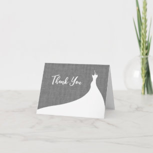 Elegant Bridal Shower Thank You gray linen Card