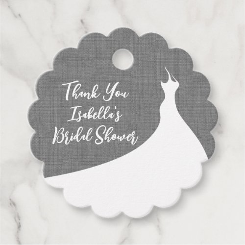 Elegant Bridal Shower Thank You gray linen Favor Tags