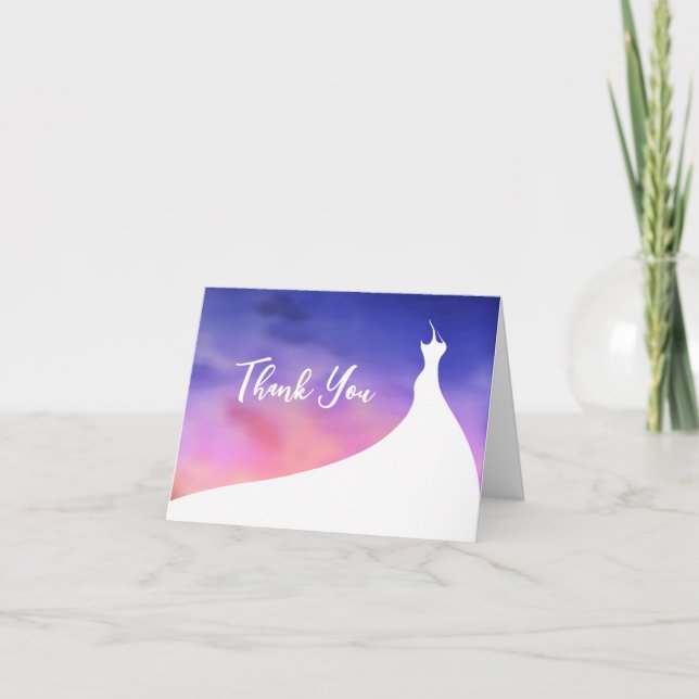 Elegant Bridal Shower Thank You purple watercolor (Front)