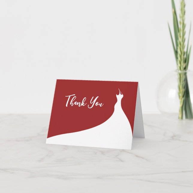 Elegant Bridal Shower Thank You red (Front)