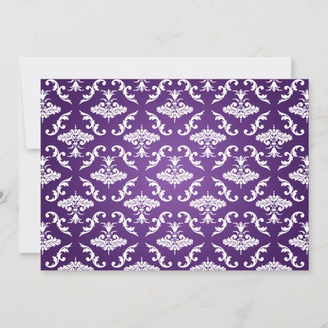 Elegant Bridal Shower Vintage Damask Purple Invitation (Front)