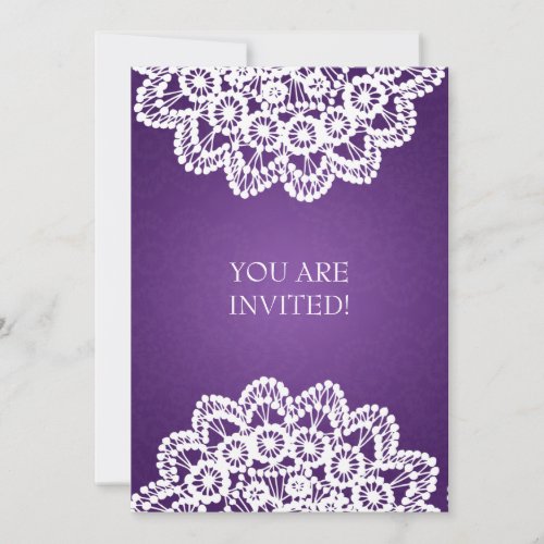 Elegant Bridal Shower Vintage Lace Purple Cards