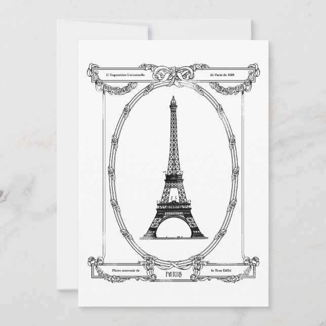 Elegant Bridal Shower Vintage Paris Postcard (Front)
