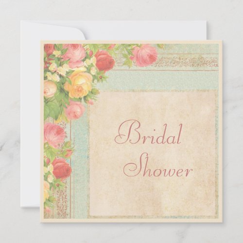 Elegant Bridal Shower Vintage Roses Personalized Invitations