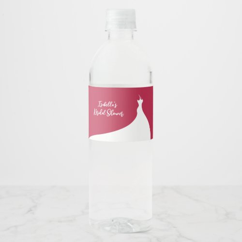 Elegant Bridal Shower viva magenta  Water Bottle Label