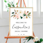 Elegant Bridal Shower Welcome Poster, Welcome Sign<br><div class="desc">Greet signs at your bridal shower with this Elegant Bridal Shower Welcome Poster,  Welcome Sign. Personalize with bride to be's name and bridal shower date. Design features a luxurious arrangement of cotton and magnolia flowers.</div>