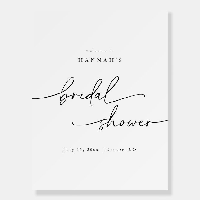 Elegant Bridal Shower Welcome Sign (Front)
