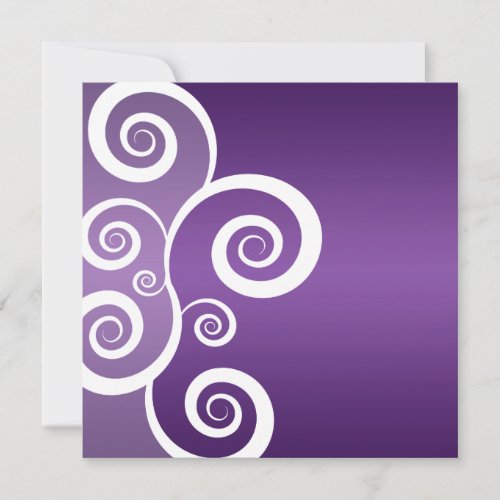 Elegant Bridal Shower White Swirls Purple Personalized Invitations