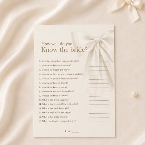 Elegant Bridal Shower Who Knows Bride Best Game