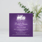 Elegant Bridal Shower Winter Deer Sparkle Purple Invitation (Standing Front)