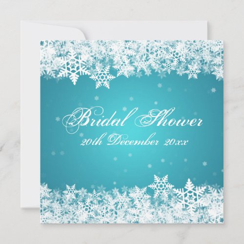 Elegant Bridal Shower Winter Snowflakes Blue Invitation