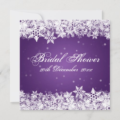 Elegant Bridal Shower Winter Snowflakes Purple Invitation