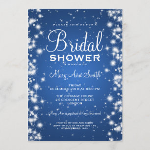 Elegant Bridal Shower Winter Sparkle Blue Invitation