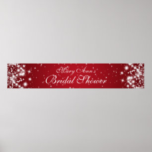 Elegant Bridal Shower Winter Sparkle Red Poster