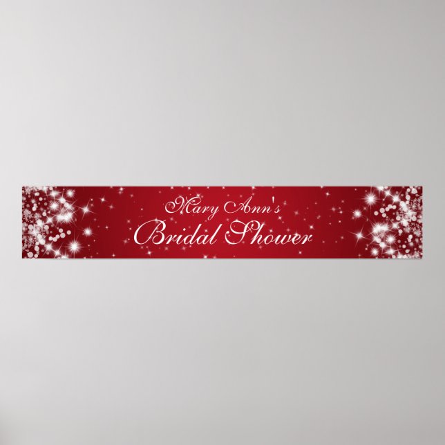 Elegant Bridal Shower Winter Sparkle Red Poster (Front)