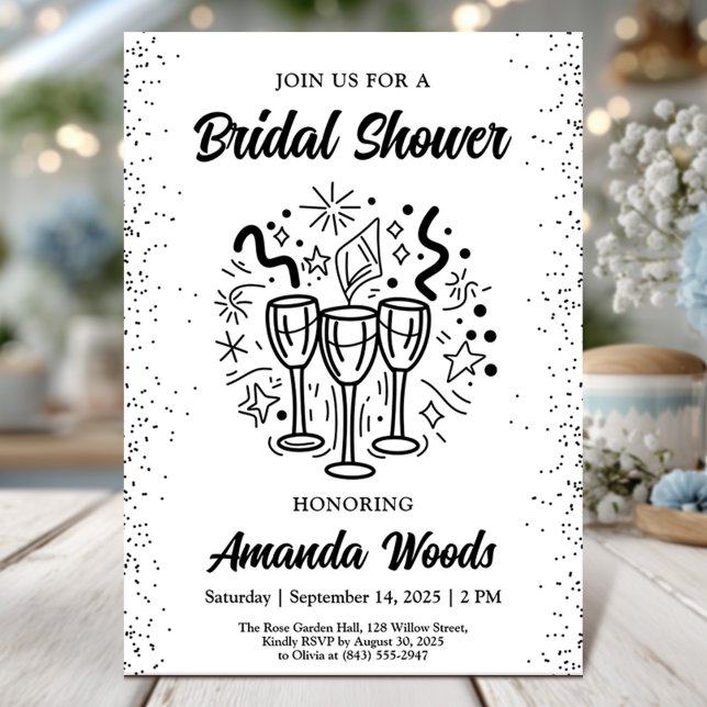 Elegant Bridal Shower with Champagne Glasses Invitation (Creator Uploaded)