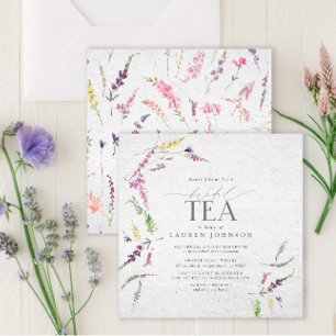 Elegant Bridal Tea Wildflower Watercolor Floral Invitation