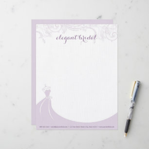 Elegant Bridal Wedding Gown Purple Letterhead
