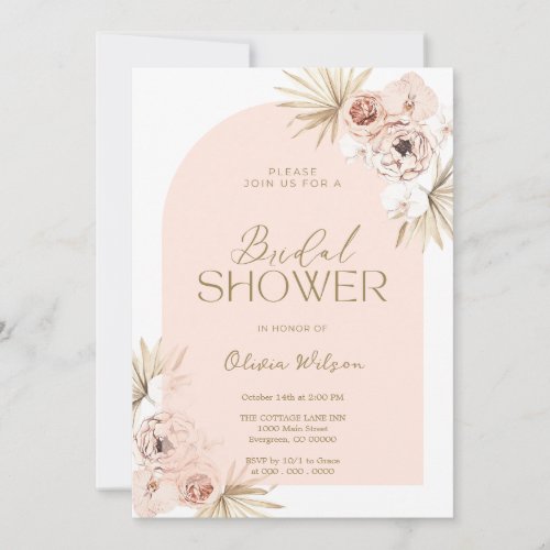 Elegant Bridal with Boho Flower shower Invitation
