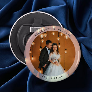 Elegant Bride and Groom Couple Photo Wedding Favor Bottle Opener