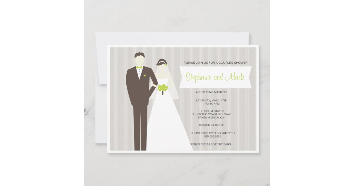 Elegant Bride and Groom Couples Shower Invitation Zazzle