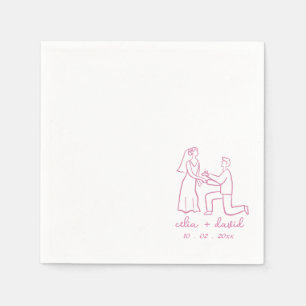 Elegant Bride and Groom Hand Drawn wedding Napkins