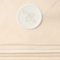 Delicate Bride and Groom Initials Monogram Wedding Wax Seal Sticker