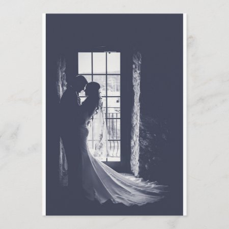 Elegant Bride And Groom Silhouetted On Invitation