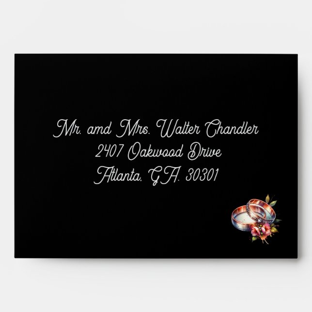 Elegant Bride and Groom Wedding Bands Envelope (Front)